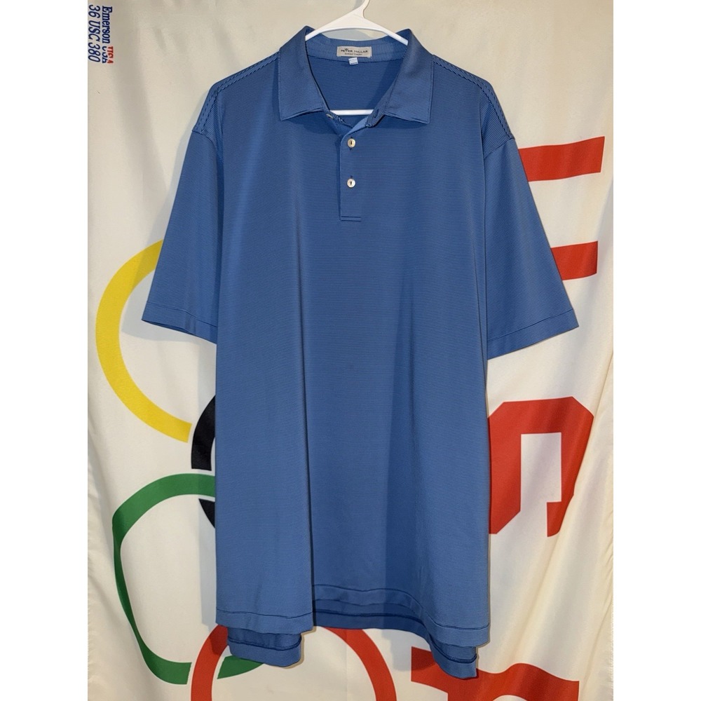 Peter Millar Summer Comfort Golf Polo Shirt Mens XL Blue Striped
